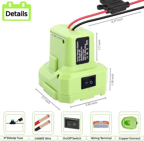 محول بطارية Epowon Power Wheels متوافق مع بطارية Ryobi 18V ONE+ مع محطة الصمامات والأسلاك P108 P107 P100 P102 P109 P189 P190 موصل الطاقة لسيارة لعبة RC والدراجة الإلكترونية والروبوتات in Kuwait