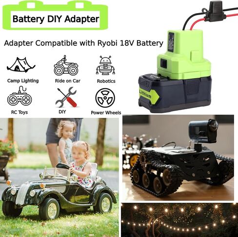 محول بطارية Epowon Power Wheels متوافق مع بطارية Ryobi 18V ONE+ مع محطة الصمامات والأسلاك P108 P107 P100 P102 P109 P189 P190 موصل الطاقة لسيارة لعبة RC والدراجة الإلكترونية والروبوتات in Kuwait