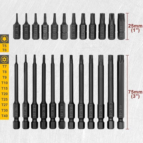 Torx Bit Set, InPower 24 PCS Security Bit Set, S2 Steel Tamper Proof Torx Bit Set, 1" and 3" Long Drill Bit with Bit Holder, T5 - T40 Includes T20 and T25 Torx Bit. in Saudi Arabia