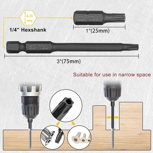 Torx Bit Set, InPower 24 PCS Security Bit Set, S2 Steel Tamper Proof Torx Bit Set, 1" and 3" Long Drill Bit with Bit Holder, T5 - T40 Includes T20 and T25 Torx Bit. in Saudi Arabia
