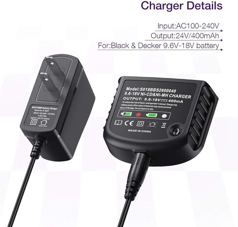 بطارية وشاحن 18 فولت 3.7 أمبير HPB18 لبلاك اند ديكر 18 فولت 244760-00 A1718 FS18FL FSB18 عاصفة نارية + 90571729-01 شاحن بطارية مخرج متعدد فولت لبطاريات بلاك اند ديكر 9.6-18 فولت in Kuwait