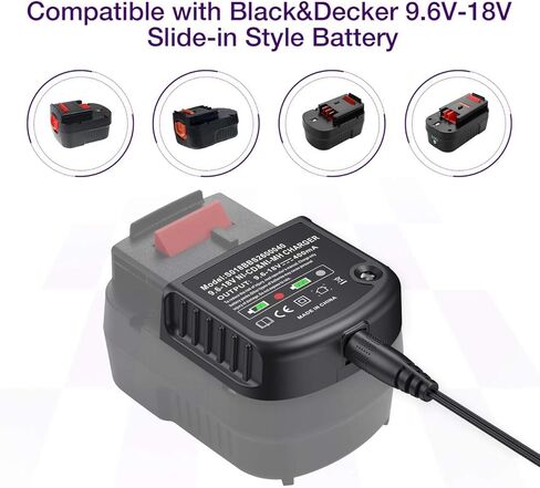 بطارية وشاحن 18 فولت 3.7 أمبير HPB18 لبلاك اند ديكر 18 فولت 244760-00 A1718 FS18FL FSB18 عاصفة نارية + 90571729-01 شاحن بطارية مخرج متعدد فولت لبطاريات بلاك اند ديكر 9.6-18 فولت in Kuwait