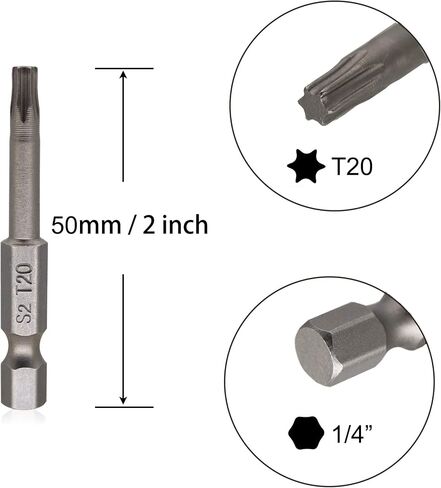 رؤوس مفك براغي مغناطيسية T10 Torx من VictorsHome، ساق سداسية 1/4 بوصة طول 2 بوصة S2 فولاذ أمان نجمة 6 نقاط مفك براغي أدوات 10 قطع in Kuwait
