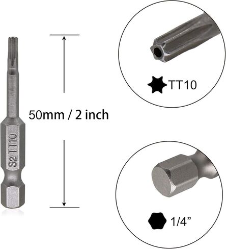 رؤوس مفك براغي مغناطيسية T10 Torx من VictorsHome، ساق سداسية 1/4 بوصة طول 2 بوصة S2 فولاذ أمان نجمة 6 نقاط مفك براغي أدوات 10 قطع in Kuwait