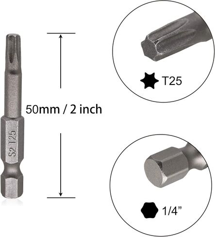 رؤوس مفك براغي مغناطيسية T10 Torx من VictorsHome، ساق سداسية 1/4 بوصة طول 2 بوصة S2 فولاذ أمان نجمة 6 نقاط مفك براغي أدوات 10 قطع in Kuwait