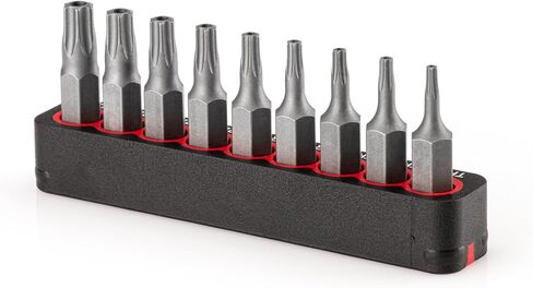 TEKTON 1/4 بوصة طقم لقمة أمان للقابض والمفك مع حاجز، 9 قطع (1/8-1/4 بوصة، 4-#10) | DZZ93002 in Kuwait