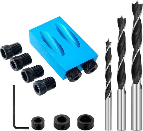 14Pcs Pocket Hole Jig Kit,15Degree Woodwork Guides Joint Angle Carpentry Locator Jig Kit Inclined Hole Jig with 6/8/10mm Drilling Bits Woodworking Dowel Screw Drill Jig Joinery Kit in Saudi Arabia