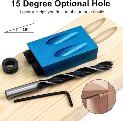 14Pcs Pocket Hole Jig Kit,15Degree Woodwork Guides Joint Angle Carpentry Locator Jig Kit Inclined Hole Jig with 6/8/10mm Drilling Bits Woodworking Dowel Screw Drill Jig Joinery Kit in Saudi Arabia