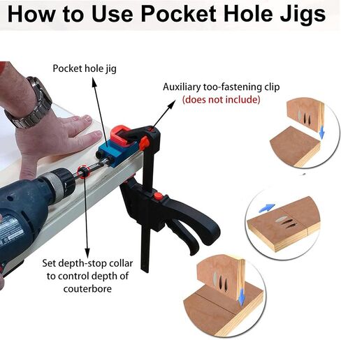 14Pcs Pocket Hole Jig Kit,15Degree Woodwork Guides Joint Angle Carpentry Locator Jig Kit Inclined Hole Jig with 6/8/10mm Drilling Bits Woodworking Dowel Screw Drill Jig Joinery Kit in Saudi Arabia