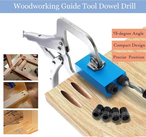 14Pcs Pocket Hole Jig Kit,15Degree Woodwork Guides Joint Angle Carpentry Locator Jig Kit Inclined Hole Jig with 6/8/10mm Drilling Bits Woodworking Dowel Screw Drill Jig Joinery Kit in Saudi Arabia