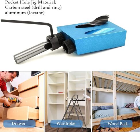 14Pcs Pocket Hole Jig Kit,15Degree Woodwork Guides Joint Angle Carpentry Locator Jig Kit Inclined Hole Jig with 6/8/10mm Drilling Bits Woodworking Dowel Screw Drill Jig Joinery Kit in Saudi Arabia