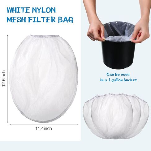 Paint Strainer Bags White Fine Mesh Filters Bag Bucket Elastic Opening Strainer Bags Hydroponic Paint Filter Bag for Paint Gardening (5 Pieces, 5 Gallon) in Kuwait