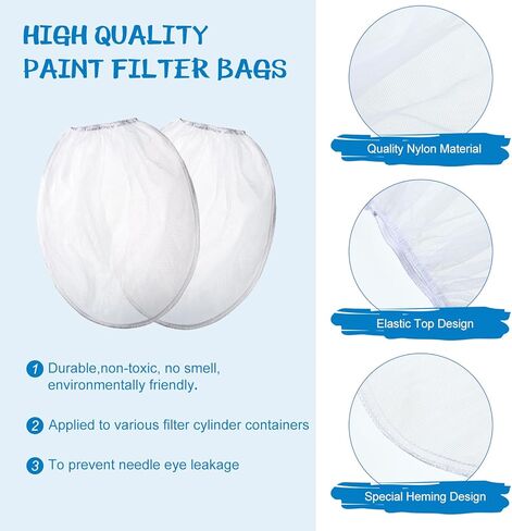 Paint Strainer Bags White Fine Mesh Filters Bag Bucket Elastic Opening Strainer Bags Hydroponic Paint Filter Bag for Paint Gardening (5 Pieces, 5 Gallon) in Kuwait