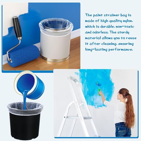 Paint Strainer Bags White Fine Mesh Filters Bag Bucket Elastic Opening Strainer Bags Hydroponic Paint Filter Bag for Paint Gardening (5 Pieces, 5 Gallon) in Kuwait