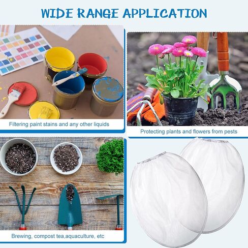 Paint Strainer Bags White Fine Mesh Filters Bag Bucket Elastic Opening Strainer Bags Hydroponic Paint Filter Bag for Paint Gardening (5 Pieces, 5 Gallon) in Kuwait