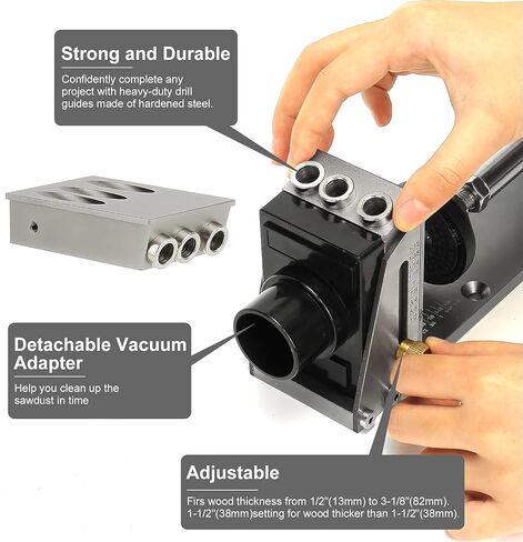 Pocket Hole Jig Kit, Stable Pocket Screw Jig, Precise 15° Pocket Hole Dowel Drill Guide Drill Jig for Angled Holes, Joint Angle Tool Carpentry Locator, Hole Screw Clamp System for Woodworking in Kuwait