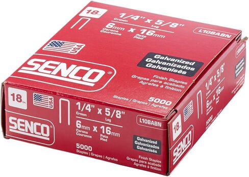 Senco L10BABN 18 مقياس × 1/4 بوصة تاج × 5/8 بوصة دبابيس مجلفنة كهربائية (5000 لكل صندوق) in Kuwait