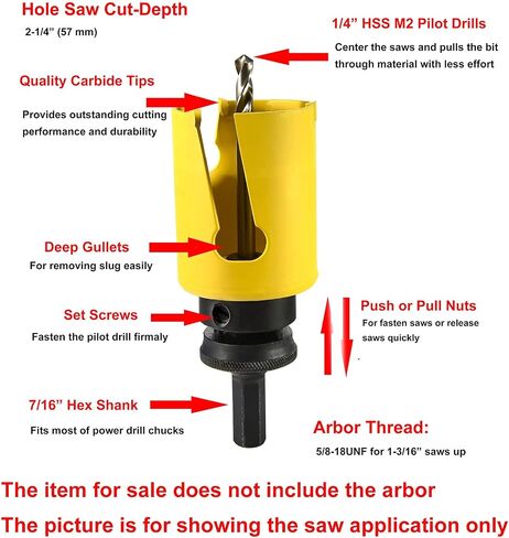 MaxTool 2" TCT Hole Saws 51mm Carbide Tipped Holesaw 2.25" Deep Cut for Cutting Asphalt Brick Concrete Gypsum Limestone Tile Wood MDF; CT00Y57R200 in Saudi Arabia