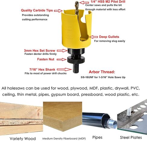 MaxTool 2" TCT Hole Saws 51mm Carbide Tipped Holesaw 2.25" Deep Cut for Cutting Asphalt Brick Concrete Gypsum Limestone Tile Wood MDF; CT00Y57R200 in Saudi Arabia