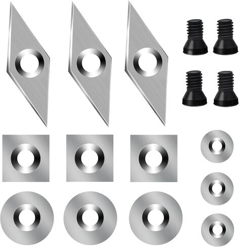 16 PCS Carbide Cutter Inserts Set,Tungsten Carbide Lathe Tools for Wood Lathe Turning Tools,Carbide Tip Tipped Cutter Accessories(Included 11mm Square,12mm&8.9mm Round,30x10mm Diamond Inserts,Screw) in Saudi Arabia