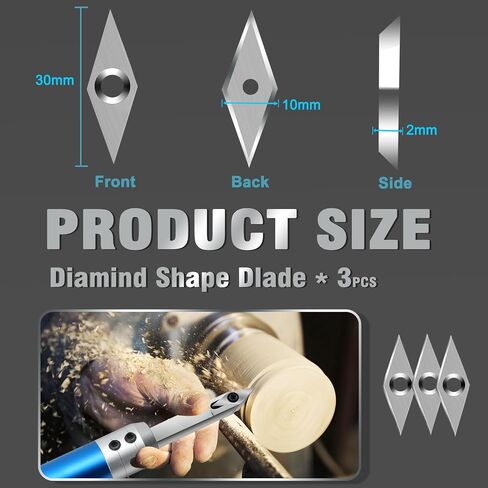 16 PCS Carbide Cutter Inserts Set,Tungsten Carbide Lathe Tools for Wood Lathe Turning Tools,Carbide Tip Tipped Cutter Accessories(Included 11mm Square,12mm&8.9mm Round,30x10mm Diamond Inserts,Screw) in Saudi Arabia