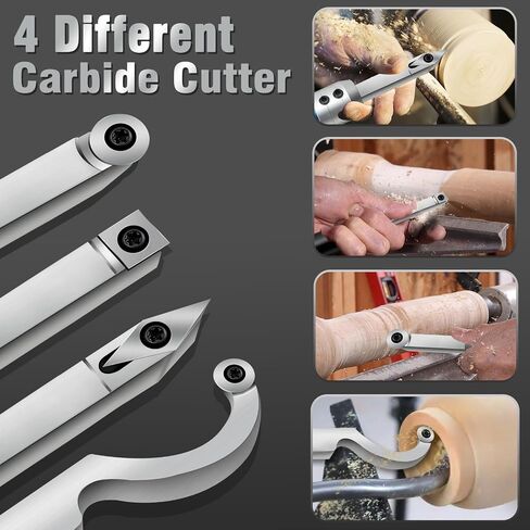 16 PCS Carbide Cutter Inserts Set,Tungsten Carbide Lathe Tools for Wood Lathe Turning Tools,Carbide Tip Tipped Cutter Accessories(Included 11mm Square,12mm&8.9mm Round,30x10mm Diamond Inserts,Screw) in Saudi Arabia