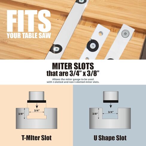 POWERTEC 71767 Precision Miter Gauge for Table Saw, with 11 Preset Angle Stops, Laser Engraved Angular Increments, and Spring-Loaded Indexing Pin in Saudi Arabia