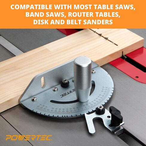 POWERTEC 71767 Precision Miter Gauge for Table Saw, with 11 Preset Angle Stops, Laser Engraved Angular Increments, and Spring-Loaded Indexing Pin in Saudi Arabia