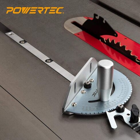 POWERTEC 71767 Precision Miter Gauge for Table Saw, with 11 Preset Angle Stops, Laser Engraved Angular Increments, and Spring-Loaded Indexing Pin in Saudi Arabia