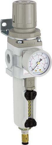 PneumaticPlus SAW300-N03BG Compressed Air Filter Regulator Piggyback Combo 3/8" NPT - Poly Bowl, Manual Drain, Bracket, Gauge in Saudi Arabia