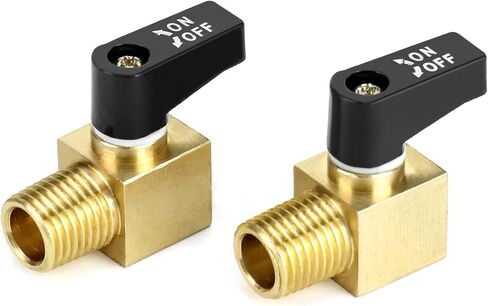 QWORK Air Compressor Valve, 2 Pack, Brass Mini Ball Valve, 1/4 in. NPT Male x NPT Female Shutoff Valve in Saudi Arabia