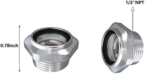 Air Compressor Sight Glass 1/2inch NPT Male Thread Aluminum Alloy Hex Oil Sight Glass Window Oil Liquid Level Gauge For Air Compressor Gearbox Pump Tank(1/2‘’ NPT-4pcs) in Kuwait