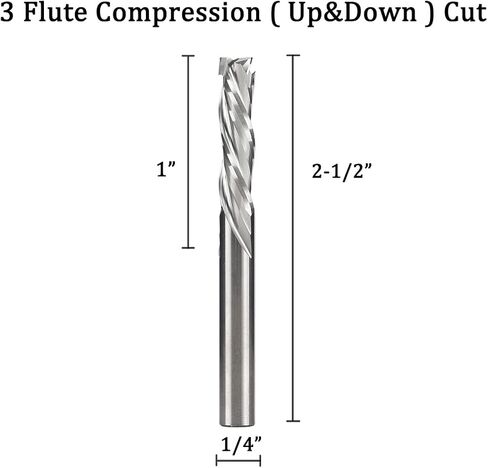 Jiiolioa F3132 1/4 عرقوب قطع ضغط لولبية كربيد صلب CNC راوتر بت 1/4 "X1" X2 1/2" in Kuwait