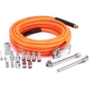 18 Pieces Air Tool Accessories Kit with 3/8 Inch X 25 FT PVC Hose, 1/4 Inch NPT Quick Connect Fittings, Air Blow Gun, Tire Gauge, Air Chuck in Kuwait