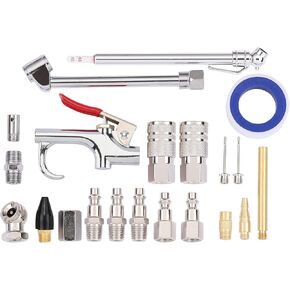 AIRTOON Air Blow Gun Set with 6 Interchangeable Nozzles, Blow Gun with Rubber and Safety Tip Nozzles, 7 Pieces Air Blow Gun Accessories Kit