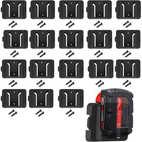 حامل بطارية Gijok لبطارية Milwaukee M18 18V (بدون بطارية)، 5 عبوات تخزين بطاريات مثبتة على الحائط للجدار، شاحنة العمل، الرف، صندوق الأدوات in Kuwait