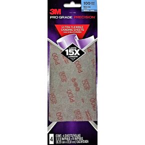 Pro Grade Precision 3-2/3 in. x 9 in. 100 Grit Medium Ultra Flexible Sanding Sheets (4-Pack) in Saudi Arabia