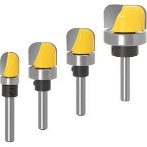 Y-luck 4PCS 1/4 Inch Shank Bowl and Tray Template Router Bit Set with Ball Bearing Milling Woodworking Router Bits Set for Slotting, Arc Digging and Trimming of Wood ,Diameter 1/2" 3/4" 1-1/8" in Kuwait