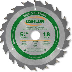 Oshlun SBW-054018 5-3/8-Inch 18 Tooth ATB Fast Cutting and Trimming Saw Blade with 20mm Arbor (5/8-Inch and 10mm Bushings)