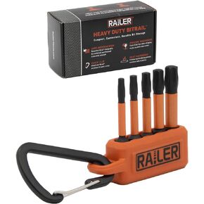 Railer Double Square 8 Point Star Bit Set - Premium S2 Steel 2 Inch Impact Driver 5-Piece 8 Spline Double Square Bit Set With A Tool Storage Bit Holder & Carabiner in Saudi Arabia