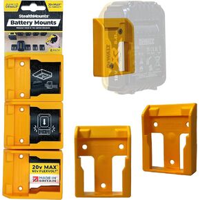 StealthMounts 20V DeWalt Battery Holder 6 Pack of DeWalt Battery Mount | DeWalt Battery Storage | DeWalt Battery Accessories | DeWalt Battery Holder Wall Mount | DeWalt 20V Battery Holder | Made in UK