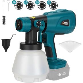 Paint Sprayer for Makita 18V LXT Battery, HVLP Spray Paint Gun with Brushless Motor and Copper Nozzle, 200W Cordless Paint Sprayer for Home Interior and Exterior, House Painting(Tool Only)