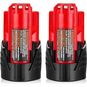 BABAKA 2 Packs 3.0Ah M12 Replacement Battery for Milwaukee 12V Battery for XC 48-11-2411 48-11-2420 48-11-2401 48-11-2402,48-11-2430,48-11-2440,48-11-2460, 48-11-2412 Cordless Tools Batteries in Kuwait