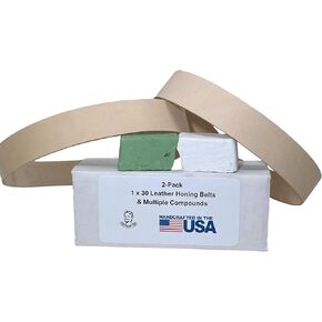 Leatherbeltman 1" x 30" Leather Honing & Polishing Belt for Sharpening - Buffing Compound Included in Kuwait