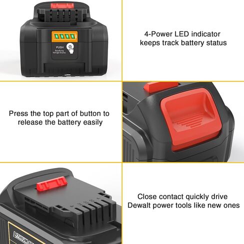 ZLWAWAOL 2 Pack DCB206 20V MAX 6.0Ah Replacement Battery Compatible with Dewalt 20V Battery DCB200 DCB203 DCB204 DCB206 20V DCD/DCF/DCG/DCS Series Cordless Power Tool in Saudi Arabia