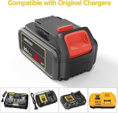 ZLWAWAOL 2 Pack DCB206 20V MAX 6.0Ah Replacement Battery Compatible with Dewalt 20V Battery DCB200 DCB203 DCB204 DCB206 20V DCD/DCF/DCG/DCS Series Cordless Power Tool in Saudi Arabia