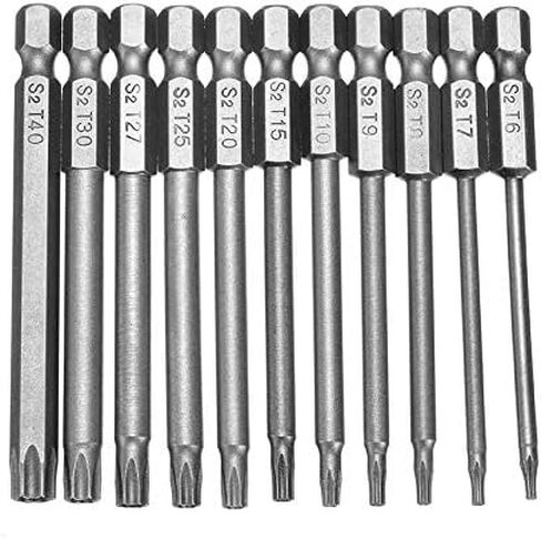 Mesee 12 Pieces Magnetic Torx Screwdriver Bit Set 1/4 Inch Hex Shank Torx Bits T5-T40 Star 6 Point Head Security Tamper Proof Screw Driver Drill Bit Electric Screwdrivers Repairing Tool, 50mm Length in Saudi Arabia