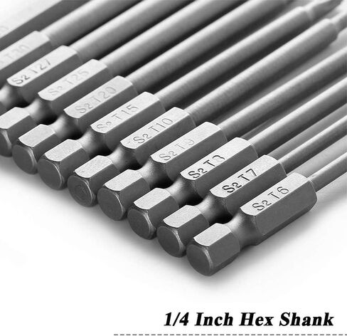 Mesee 12 Pieces Magnetic Torx Screwdriver Bit Set 1/4 Inch Hex Shank Torx Bits T5-T40 Star 6 Point Head Security Tamper Proof Screw Driver Drill Bit Electric Screwdrivers Repairing Tool, 50mm Length in Saudi Arabia