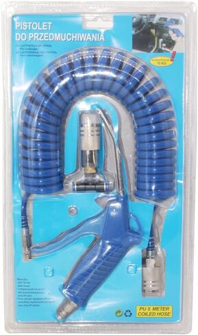 Air Blow Gun kit with 16ft Long 8mm OD Coil PU Air Hose Air Duster Blow Gun Kit with PTC Adaptor (Black) in Kuwait