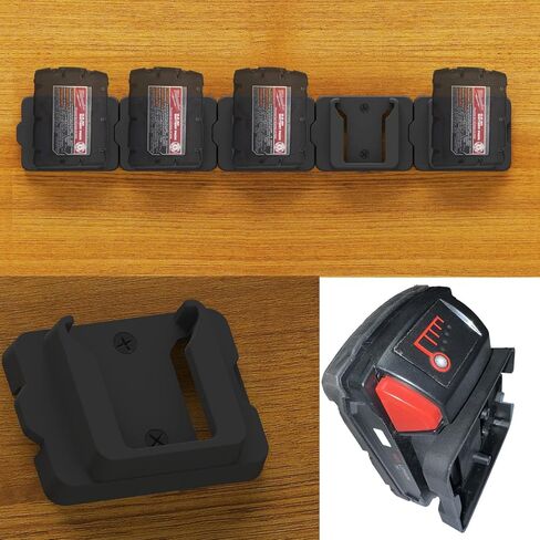 حامل بطارية Gijok لبطارية Milwaukee M18 18V (بدون بطارية)، 5 عبوات تخزين بطاريات مثبتة على الحائط للجدار، شاحنة العمل، الرف، صندوق الأدوات in Saudi Arabia